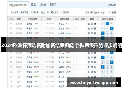 2024欧洲杯预选赛附加赛结果揭晓 各队晋级形势逐步明朗